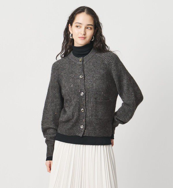 UNITED ARROWS「フラワー スパンコール カーディガン」|カーディガン|