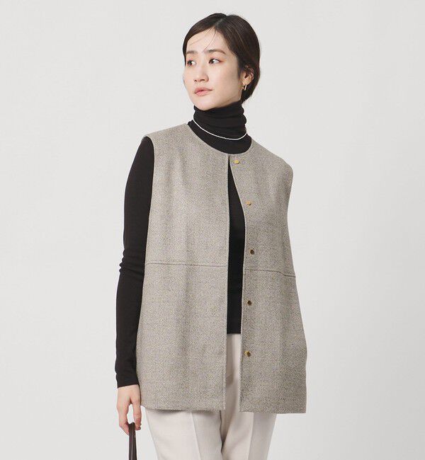 UNITED ARROWS「MOKU ３カラー ツイードライク ベスト」|ベスト・ジレ|BEIGE