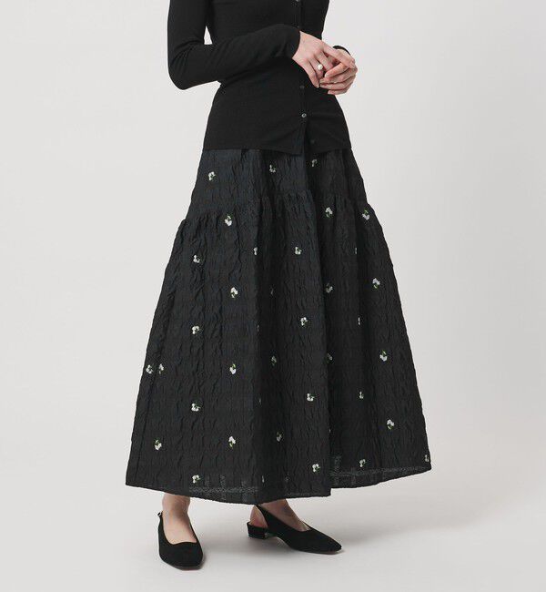 UNITED ARROWS「スクエア フラワー ジャガード スカート」|フレア|