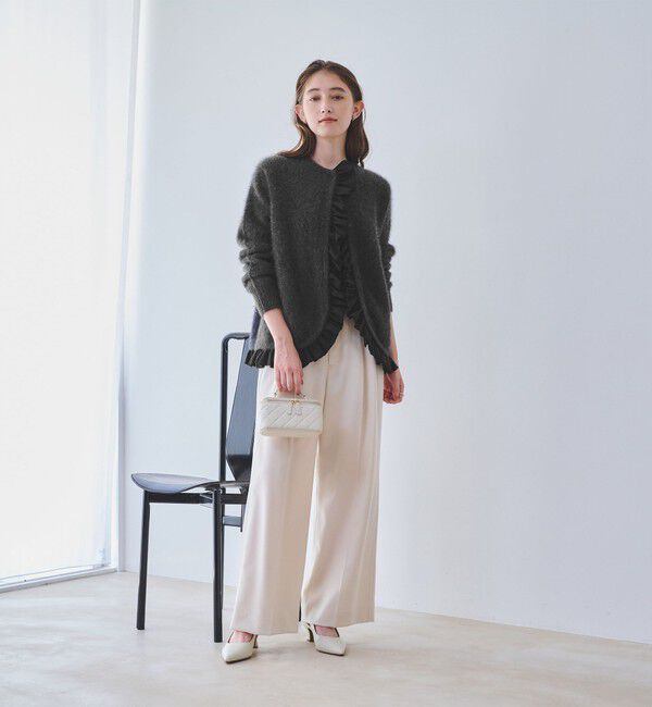 UNITED ARROWS「フォックスカシミヤ フリルコンビ カーディガン」|カーディガン|