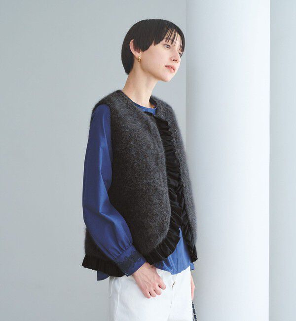 UNITED ARROWS「フォックスカシミヤ フリルコンビ ベスト」|ベスト・ジレ|