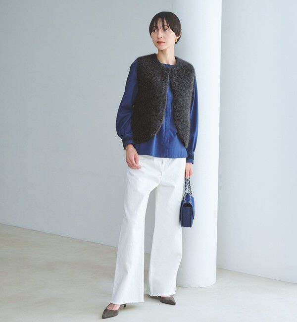 UNITED ARROWS「フォックスカシミヤ フリルコンビ ベスト」|ベスト・ジレ|