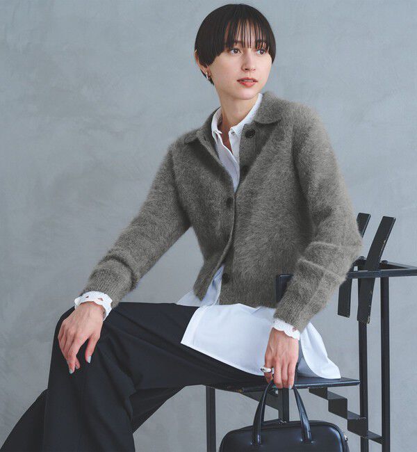 UNITED ARROWS「フォックスカシミヤ ニットポロ カーディガン」|カーディガン|MD.GRAY