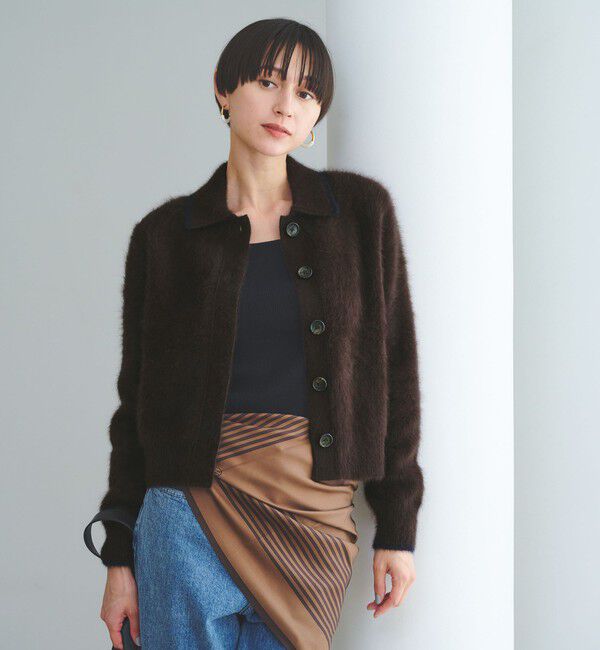 UNITED ARROWS「フォックスカシミヤ ニットポロ カーディガン」|カーディガン|DK.BROWN