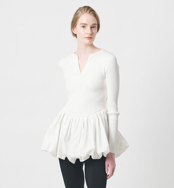 AEWEN MATOPH「＜AEWEN MATOPH＞バルーンコンビ 二ットプルオーバー ‐ ウォッシャブル ‐」|ニット・セーター|