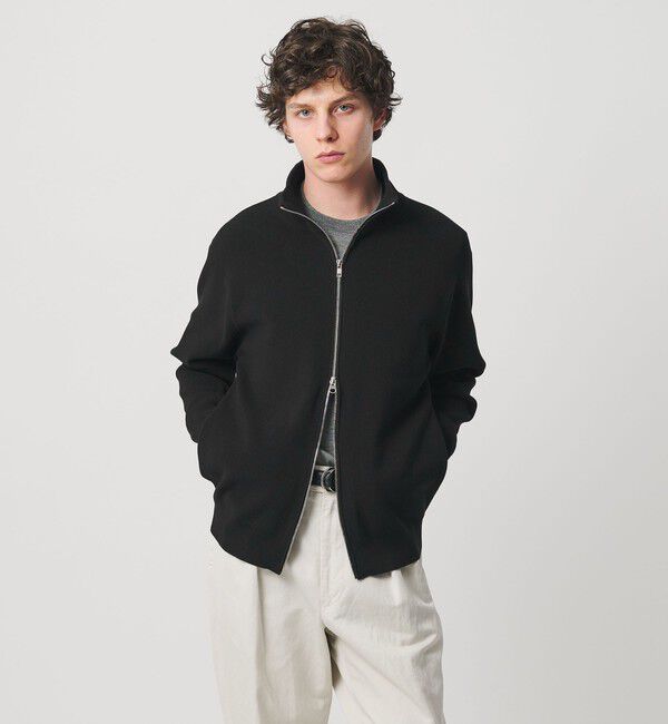 UNITED ARROWS「コットン/ポリエステル アゼ ドライバーズ ニット」|カーディガン|BLACK