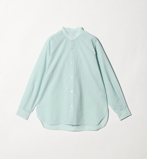 UNITED ARROWS「フェザーポプリン ストライプ バンドカラー シャツ」|シャツ・ブラウス|