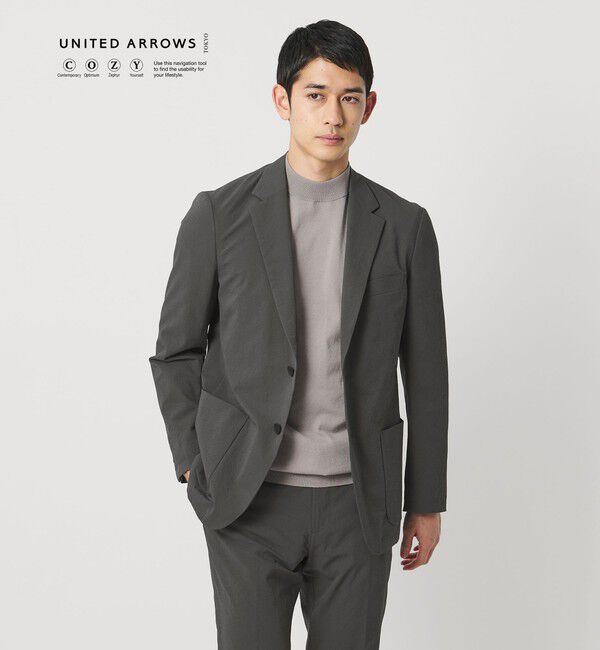 UNITED ARROWS「ドビー 2ボタン シングル テーラードジャケット UA COZY　ウォッシャブル　タテヨコストレッチ　防しわ　撥」|テーラードジャケット|MD.GRAY