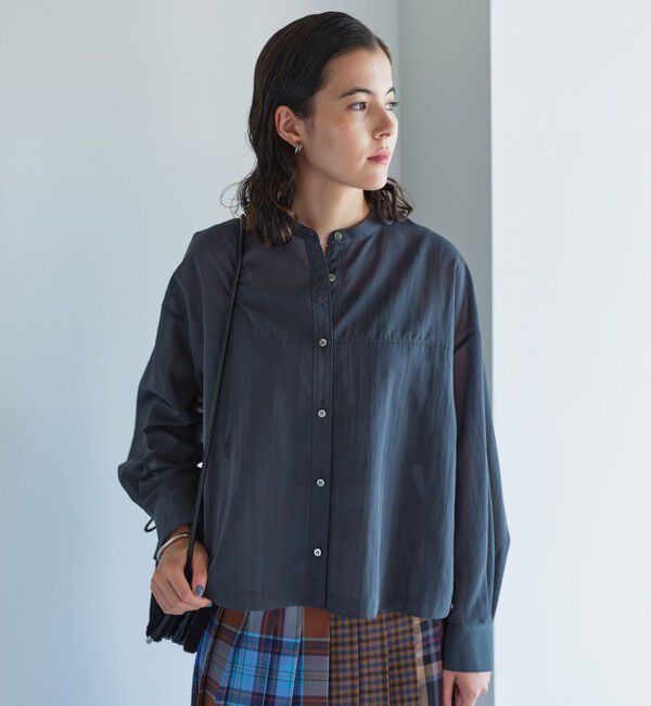 UNITED ARROWS green label relaxing「ソモウライク シアー バンドカラー シャツ」|シャツ・ブラウス|