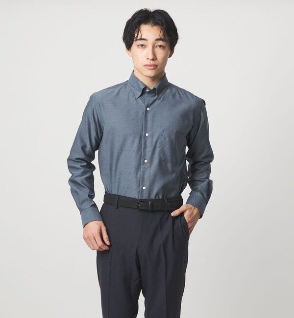 UNITED ARROWS green label relaxing「エブリット コットンオックス ソリッド スナップ ボタンダウン シャツ -イージーアイロン-」|シャツ・ブラウス|COBALT