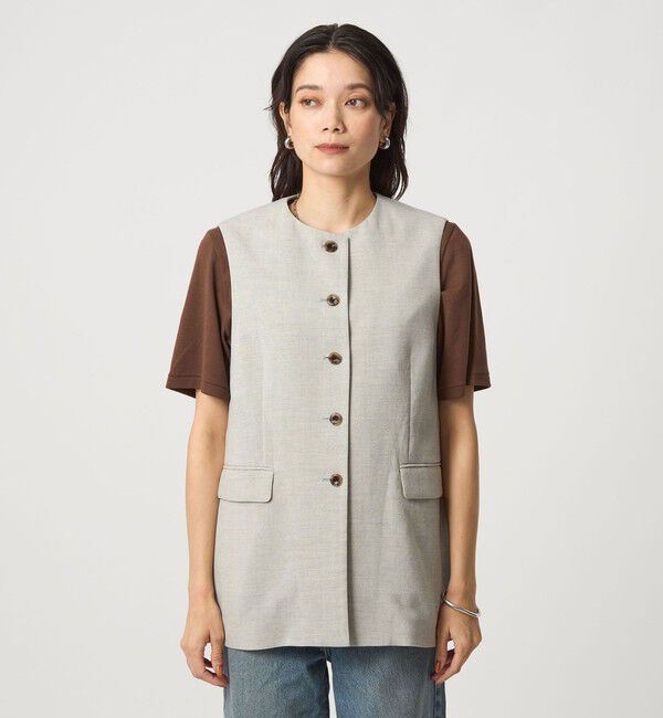 UNITED ARROWS green label relaxing「パウダリー ノーカラー ジレ」|ベスト・ジレ|