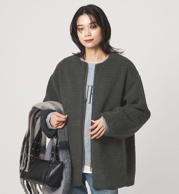 UNITED ARROWS green label relaxing「［size SHORTあり］ボア ノーカラー ブルゾン」|ブルゾン・スタジャン|