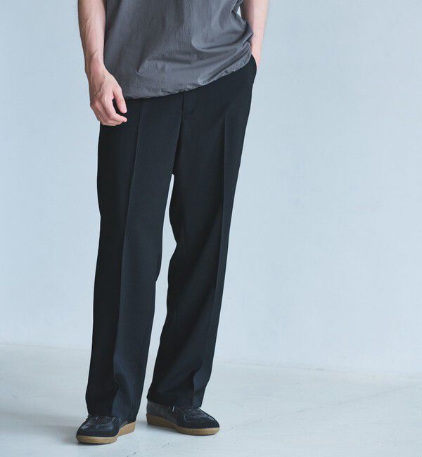 UNITED ARROWS green label relaxing「ポリエステル カルゼ ワイド ストレート ユーティリティパンツ イージーパンツ  -ストレッチ-」|その他|BLACK