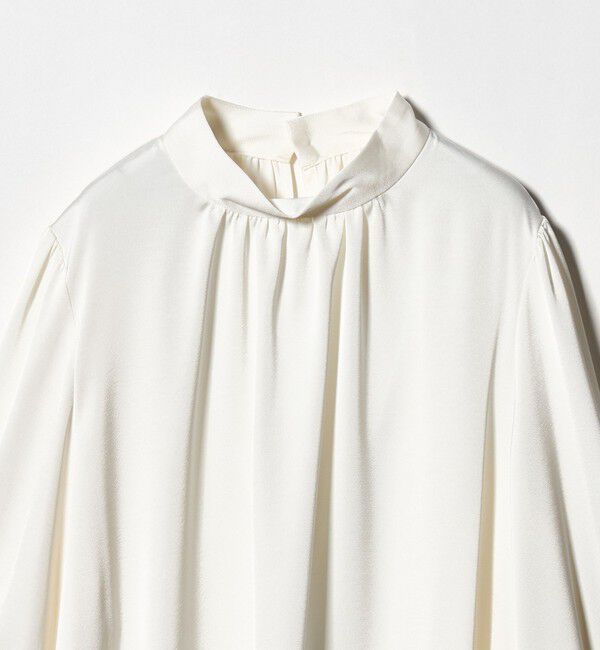 UNITED ARROWS green label relaxing「サテン スタンドネック ギャザー ブラウス」|シャツ・ブラウス|