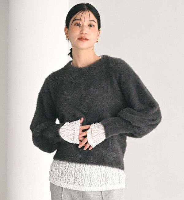 UNITED ARROWS green label relaxing「【WEB限定】＜at ease＞フェザーヤーン プルオーバー ニット」|ニット・セーター|