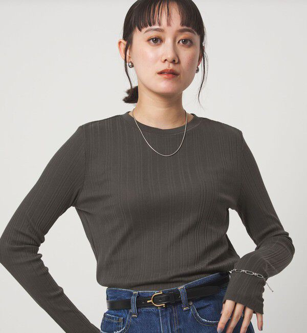 UNITED ARROWS green label relaxing「【WEB限定】＜at ease＞シアー リブ カットソー」|Tシャツ・カットソー|DK.GRAY