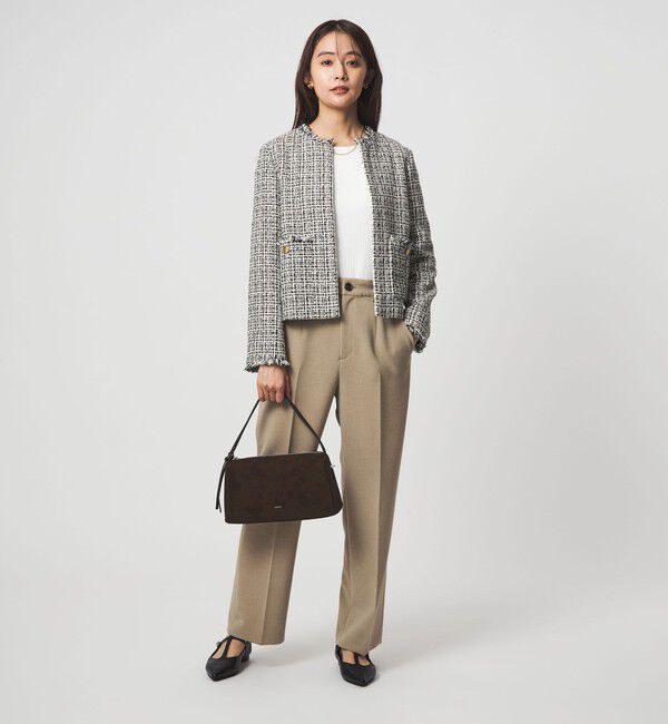 UNITED ARROWS green label relaxing「ツイードライク ノーカラー ジャケット」|ノーカラージャケット|