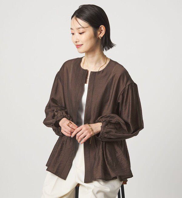 UNITED ARROWS green label relaxing「［size SHORTあり］fleurie(フルリー) シアー ノーカラー ジャケット 接触冷感」|ノーカラージャケット|