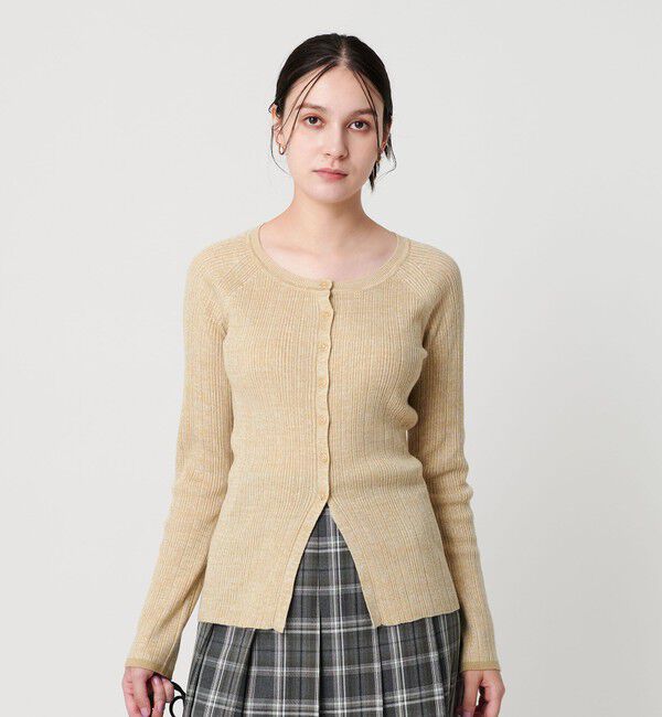 BEAUTY&YOUTH UNITED ARROWS「ポリエステルブレンド メランジリブ カーディガン ウォッシャブル」|カーディガン|BEIGE
