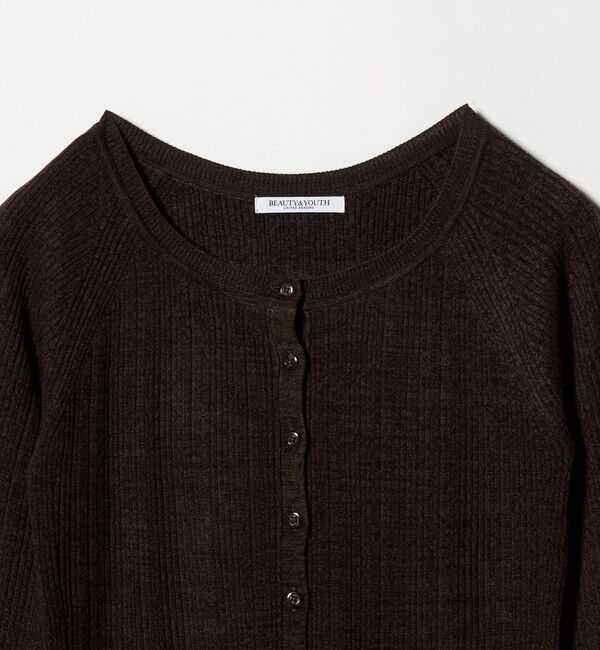 BEAUTY&YOUTH UNITED ARROWS「ポリエステルブレンド メランジリブ カーディガン ウォッシャブル」|カーディガン|