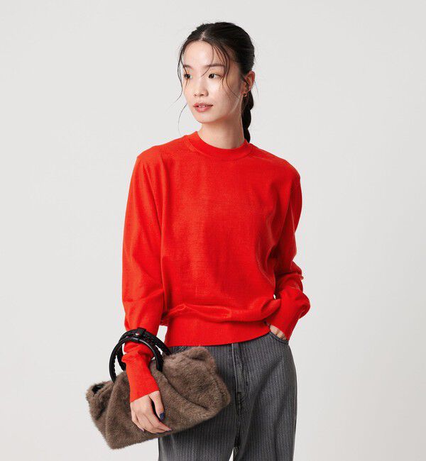 BEAUTY&YOUTH UNITED ARROWS「ウールポリエステル ハイゲージクルーネックニット ウォッシャブル」|ニット・セーター|RED