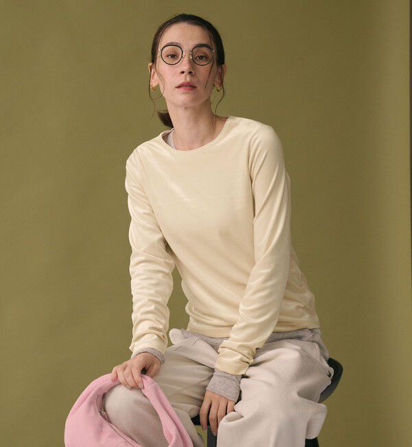 BEAUTY&YOUTH UNITED ARROWS「ポリエステルブレンド ベロアロングスリーブ Tシャツ」|Tシャツ・カットソー|OFF WHITE