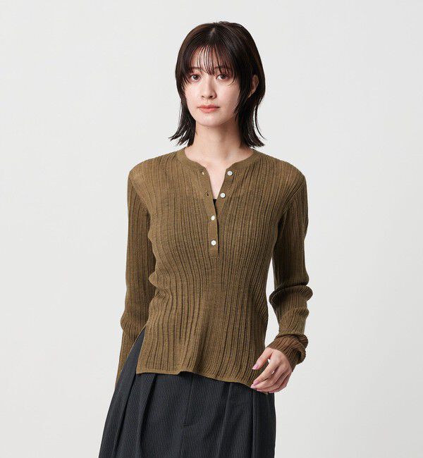 BEAUTY&YOUTH UNITED ARROWS「アルパカブレンド ランダムリブ ヘンリーネックプルオーバー」|ニット・セーター|