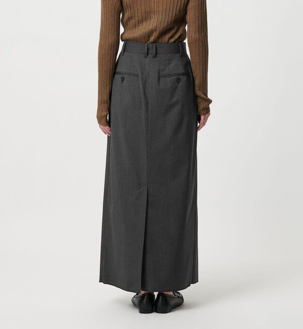BEAUTY&YOUTH UNITED ARROWS「毛ブレンド ストライプ タックロングスカート  防シワ ウォッシャブル」|スカート|