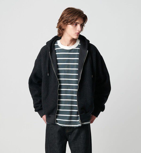 MONKEY TIME「ボアフリース フルジップ フーディー」|カーディガン|