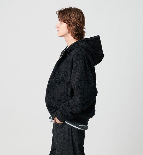 MONKEY TIME「ボアフリース フルジップ フーディー」|カーディガン|