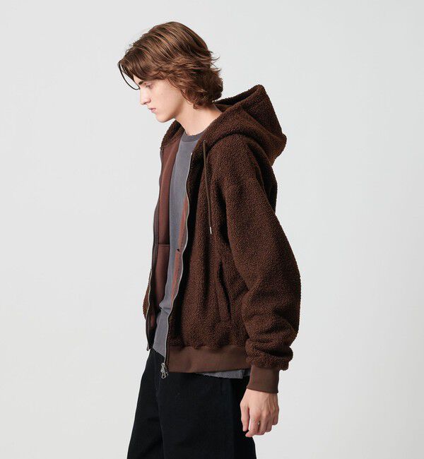 MONKEY TIME「ボアフリース フルジップ フーディー」|カーディガン|