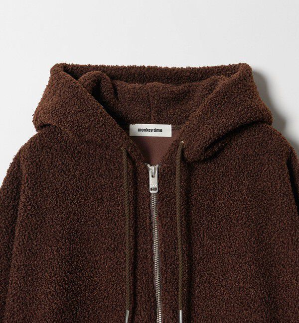 MONKEY TIME「ボアフリース フルジップ フーディー」|カーディガン|
