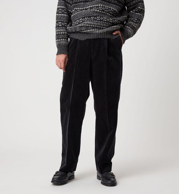 STEVEN ALAN「＜Steven Alan＞ 8W コーデュロイ アウト ワンプリーツ スラックス」|スラックス|BLACK