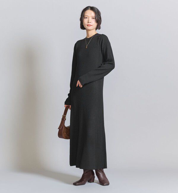 BEAUTY&YOUTH UNITED ARROWS「【WEB限定 Wardrobe DAILY MINIMAL】リブニットフレアワンピース」|ワンピース|