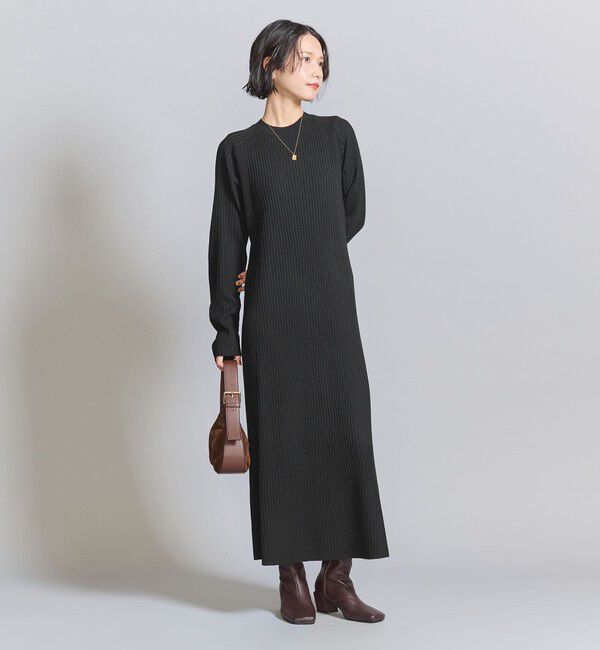 BEAUTY&YOUTH UNITED ARROWS「【WEB限定 Wardrobe DAILY MINIMAL】リブニットフレアワンピース」|ワンピース|