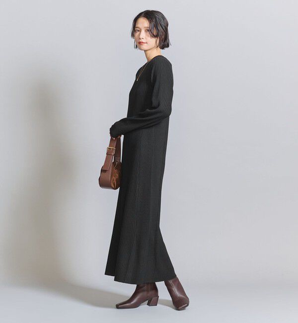 BEAUTY&YOUTH UNITED ARROWS「【WEB限定 Wardrobe DAILY MINIMAL】リブニットフレアワンピース」|ワンピース|