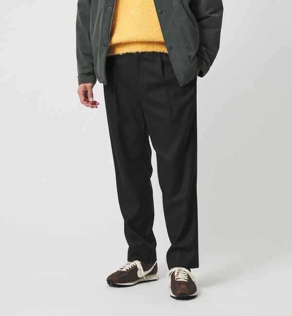 BEAUTY&YOUTH UNITED ARROWS「フラノ テーパード イージー パンツ NO.5 手洗い可能」|チノ|BLACK