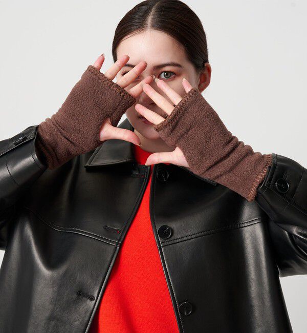 BEAUTY&YOUTH UNITED ARROWS「＜TWEEDMILL＞フリース ステッチ フィンガーレスグローブ」|手袋|