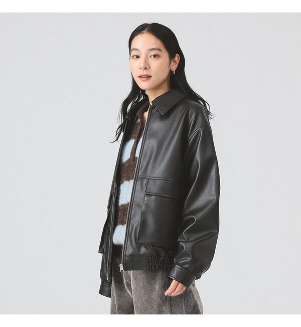 Ray BEAMS 「フェイクレザー フライト ジャケット」|ブルゾン・スタジャン|