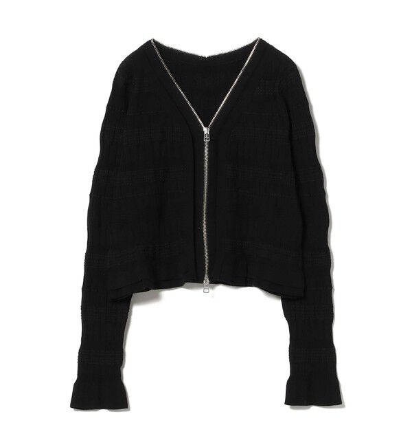 Ray BEAMS 「シャーリング ジップ Vネック カーディガン」|カーディガン|