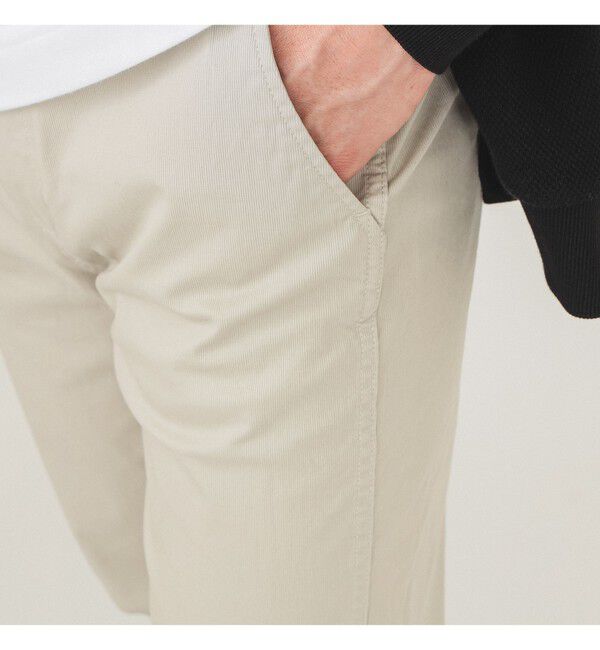 BEAMS「コットンピケ ストレッチ テーパード パンツ」|チノ|