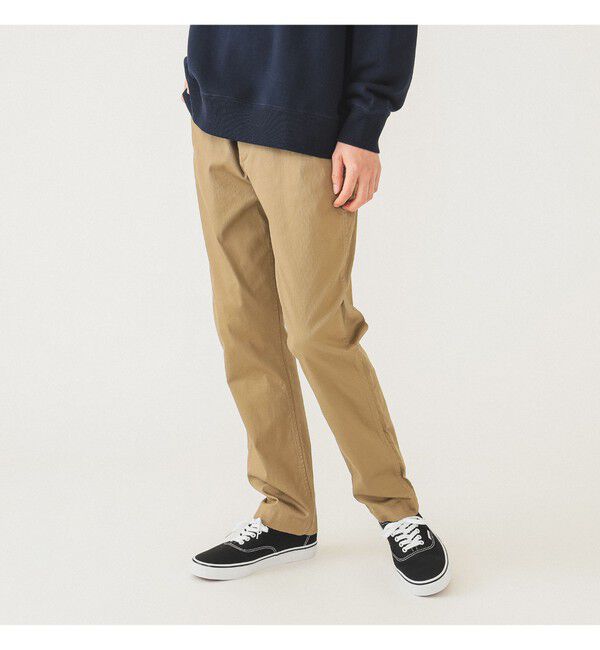 BEAMS「コットンピケ ストレッチ テーパード パンツ」|チノ|BEIGE