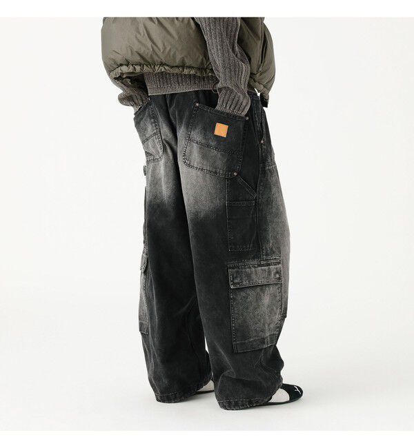 BEAMS「ワイドストレート ダック ダブルニー カーゴパンツ」|チノ|