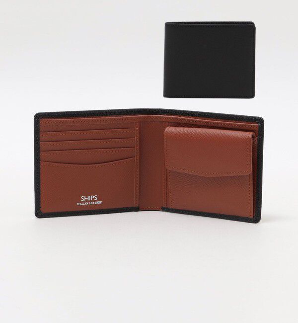 SHIPS「【WEB限定】SHIPS:【SAFFIANO LEATHER】2トーン 2つ折 ウォレット（財布）」|財布|ブラウン