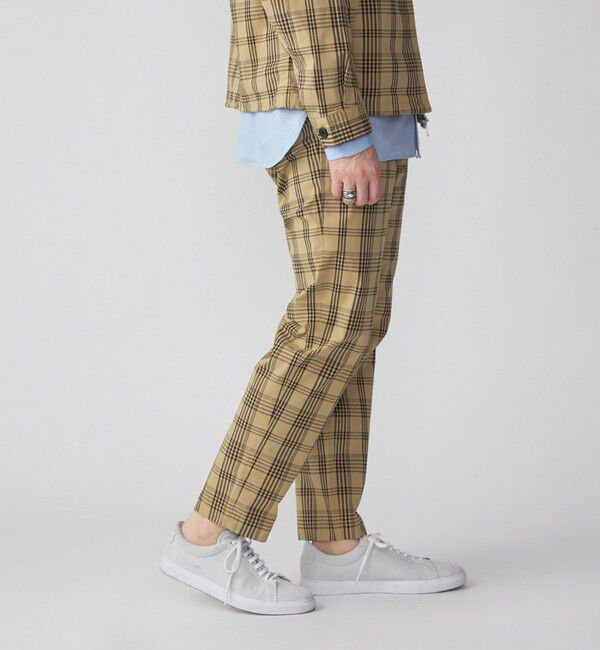 SHIPS「SHIPS:〈手洗い可能〉ハイパーストレッチ チェック イージーパンツ (セットアップ対応)」|チノ|