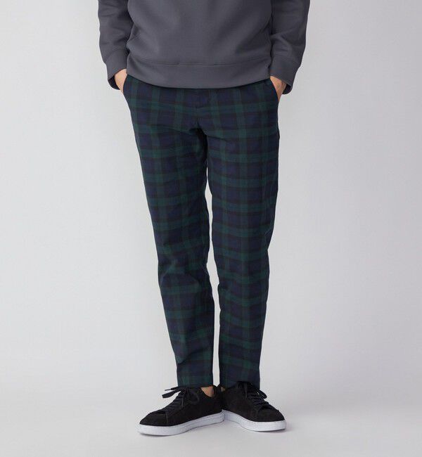 SHIPS「SHIPS:〈手洗い可能〉ハイパーストレッチ チェック イージーパンツ (セットアップ対応)」|チノ|