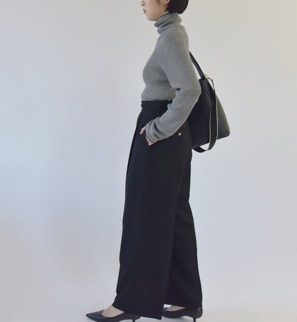 quaranciel「quaranciel:〈手洗い可能〉コットン タートルネック リブ ニット」|ニット・セーター|