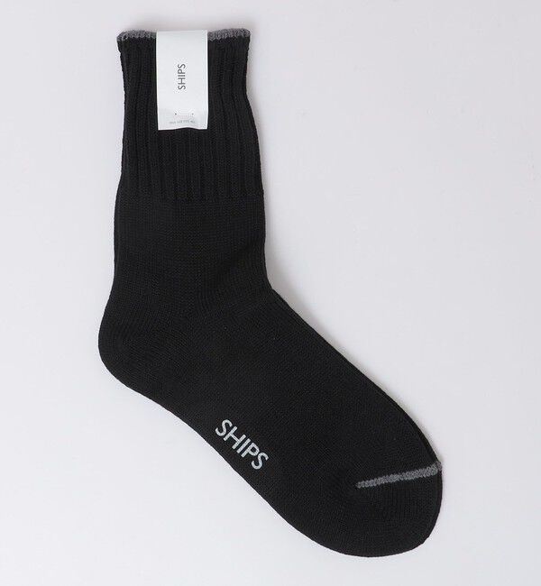 SHIPS「SHIPS: AMERICAN  リブ クォーターソックス」|ソックス|ブラック