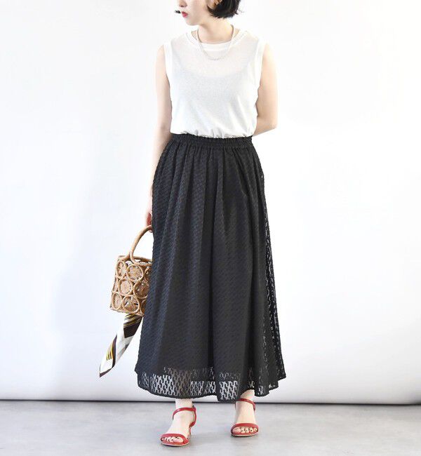 quaranciel「quaranciel:〈手洗い可能〉カットジャカード ジオメトリック ギャザー スカート」|スカート|