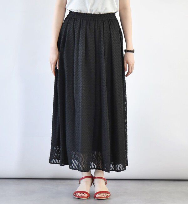 quaranciel「quaranciel:〈手洗い可能〉カットジャカード ジオメトリック ギャザー スカート」|スカート|